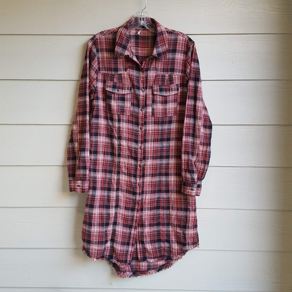 FREE PEOPLE Plaid Shirt Dress Sz. S